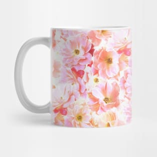 Abstracted Full Blown Roses in Candy Pink and Cream Mug